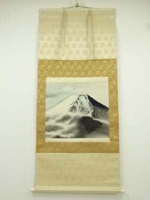 稔筆　富士　肉筆絹本掛軸（箱付）